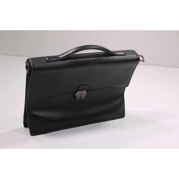 Dunhill Charcoal Black Leather Briefcase Business Case Made in Italy - Picture 1 of 8